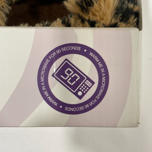 WARMIES Slippers (NWT) Microwaveable Leopard Print Faux Fur Lavender/Flax - 6-10 - Picture 3 of 6